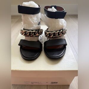 Givenchy Black Sandals with Silver Chain. Size 37